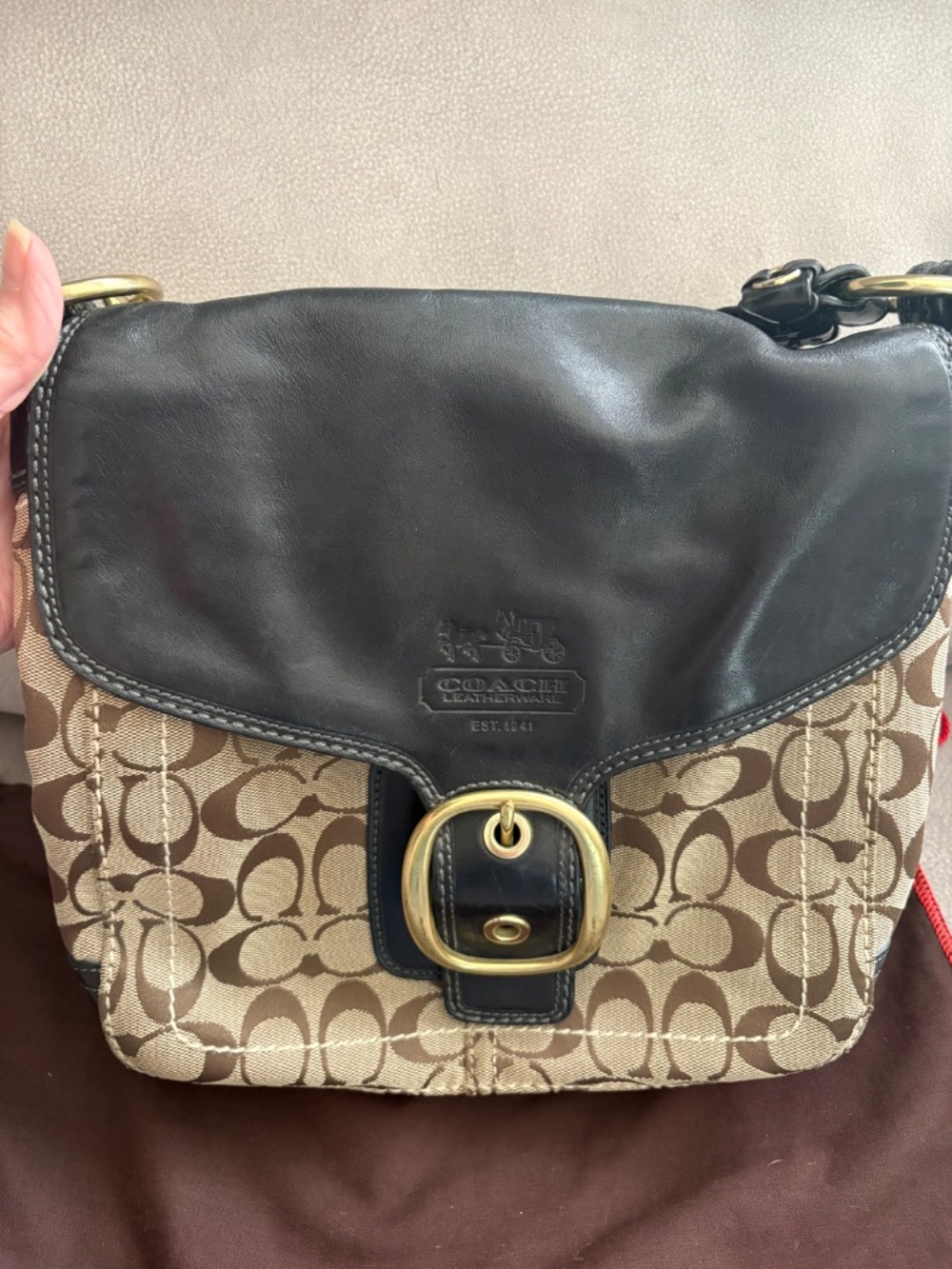 COACH BLEEKER SIGNATURE CANVAS LEATHER FLAP SHOULDER BAG - Picture 3 of 16